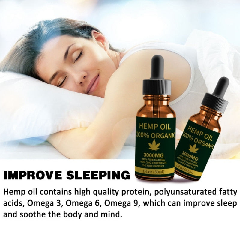 30ml Improve Sleeping Essential Oil skincare Hemp Seed Oil Massage Oil Nourishing Skin Relieve Muscle Pain Soothing Stress